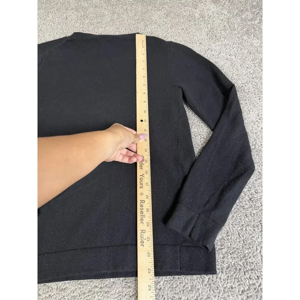 J.CREW Sweater Pullover Womens S Black Cotton Wool Nylon Lightweight Crewneck